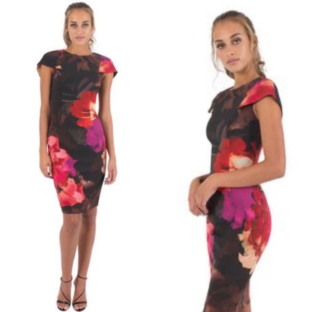 Black Halo floral Sheath Dress 4